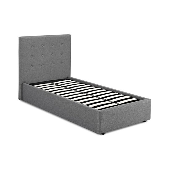 Lucca Linen Fabric Single Bed In Grey