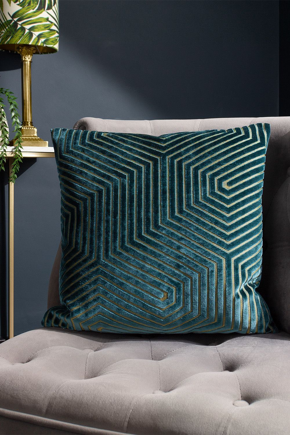Paoletti Evoke Cut Velvet Cushion in Teal