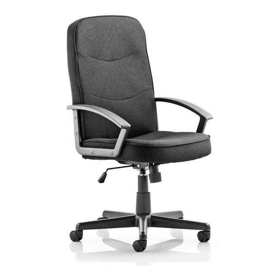 Janelle Fabric Office Chair In Black With Padded Seat