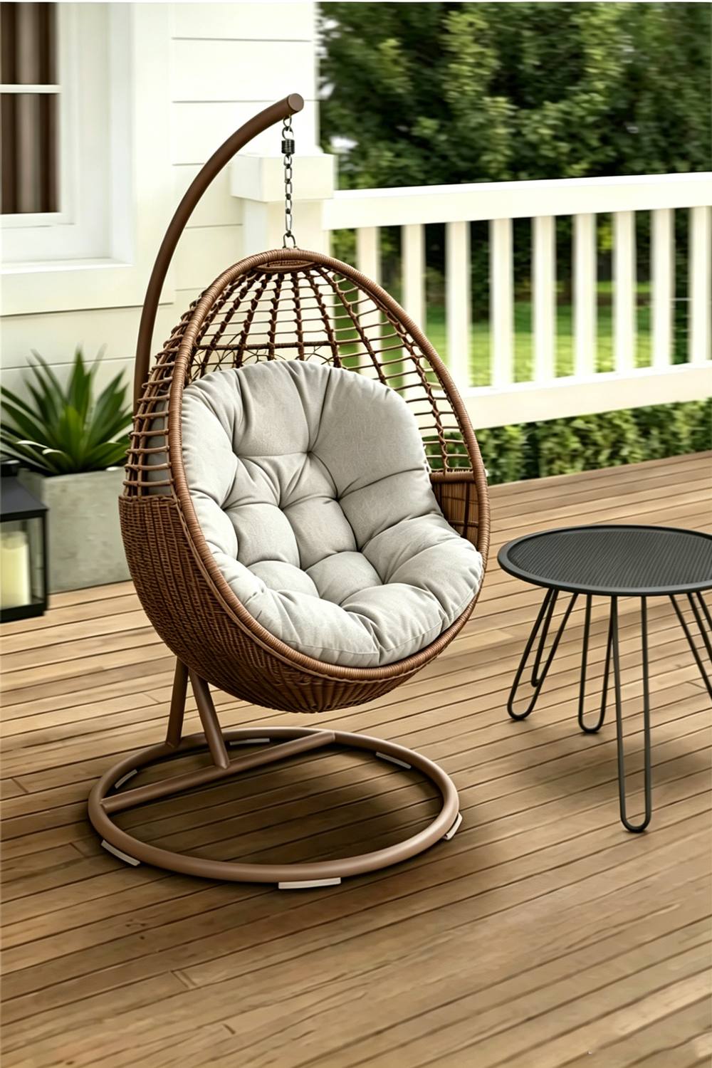 ExtraStar Garden Hanging Swing Egg Chair Cushions in Grey