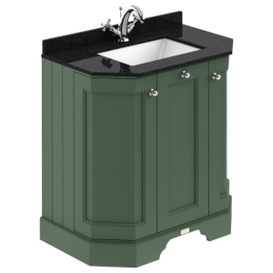 Bayswater Victrion Hunter Green Angled Traditional Freestanding Vanity Unit & Black Marble Top Basin - 750mm
