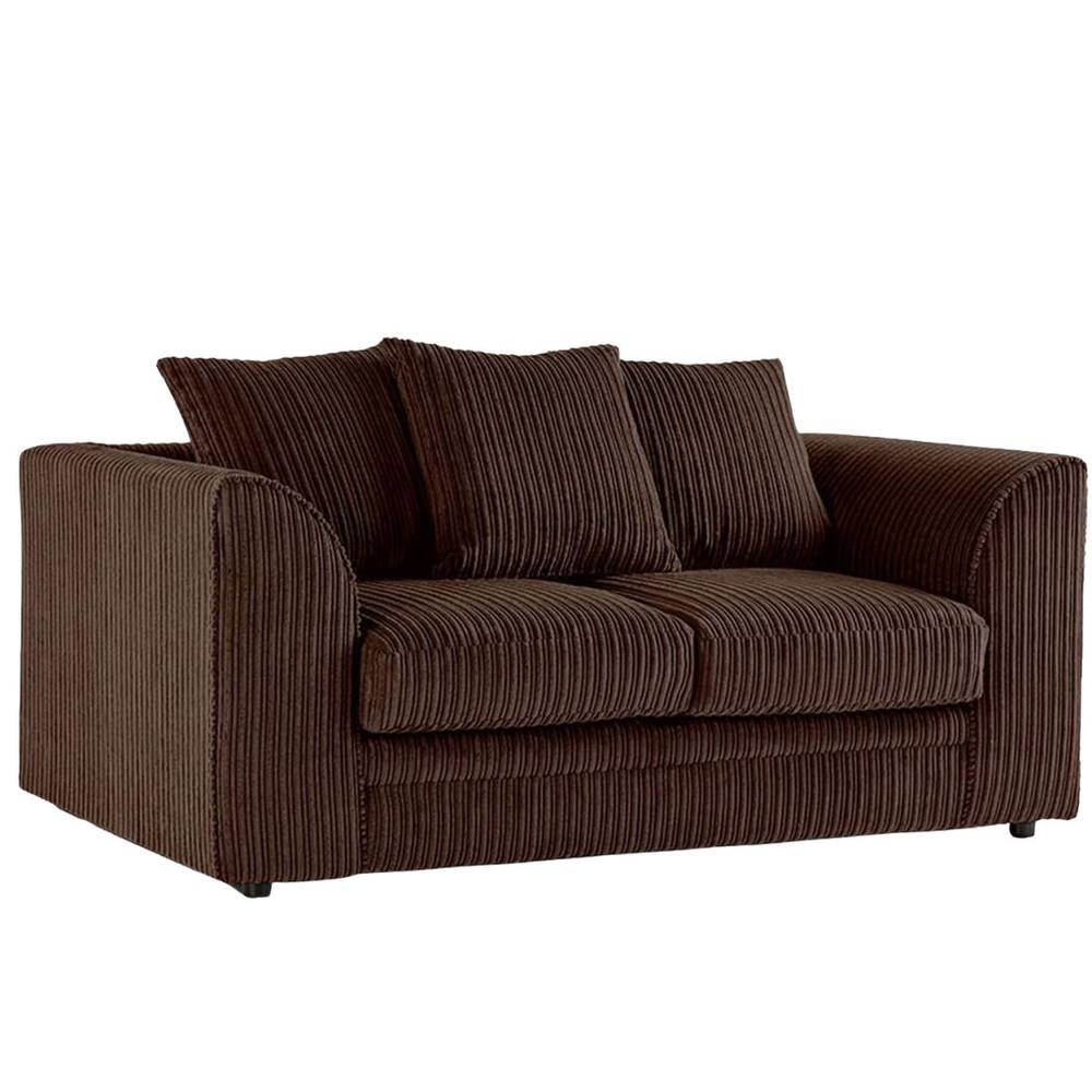 Bliss Furniture Jumbo Cord Scatter Back 2-Seater Sofa in Brown, Compact & Comfortable in Brown