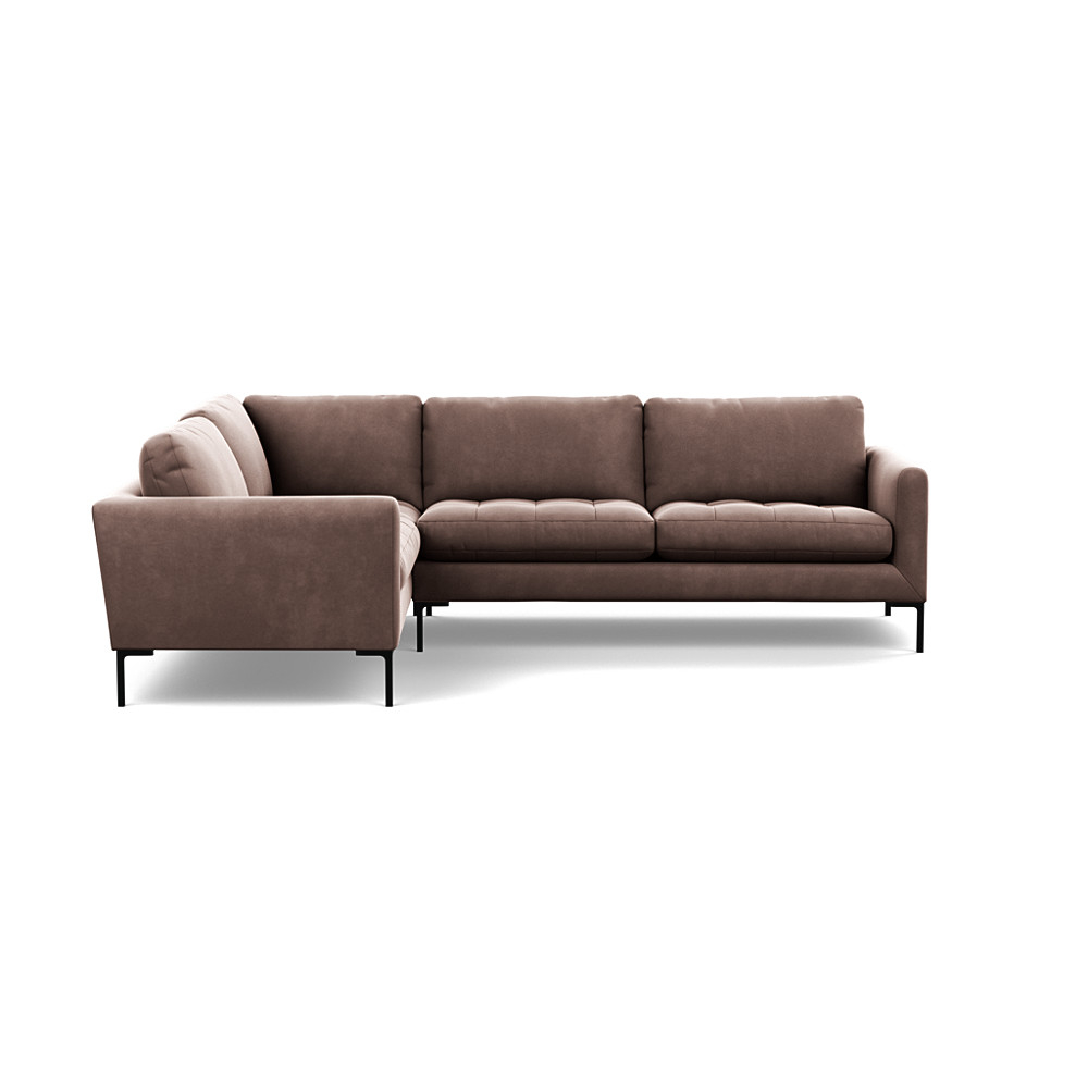 Heal's Eton Left Hand Facing Corner Sofa Velvet Mink Black Feet