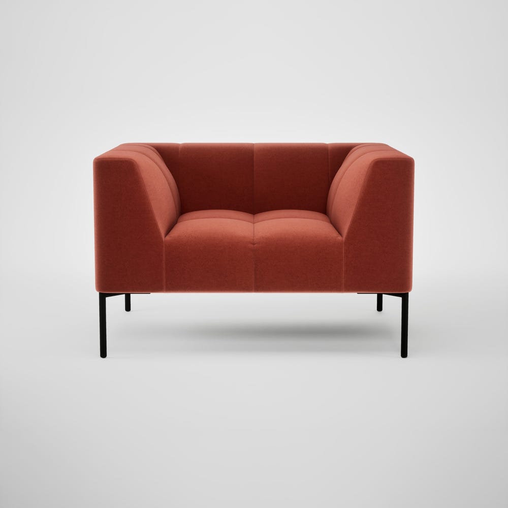 Heal's Quadro Armchair Nobilis Velvet Rust Black Feet 2