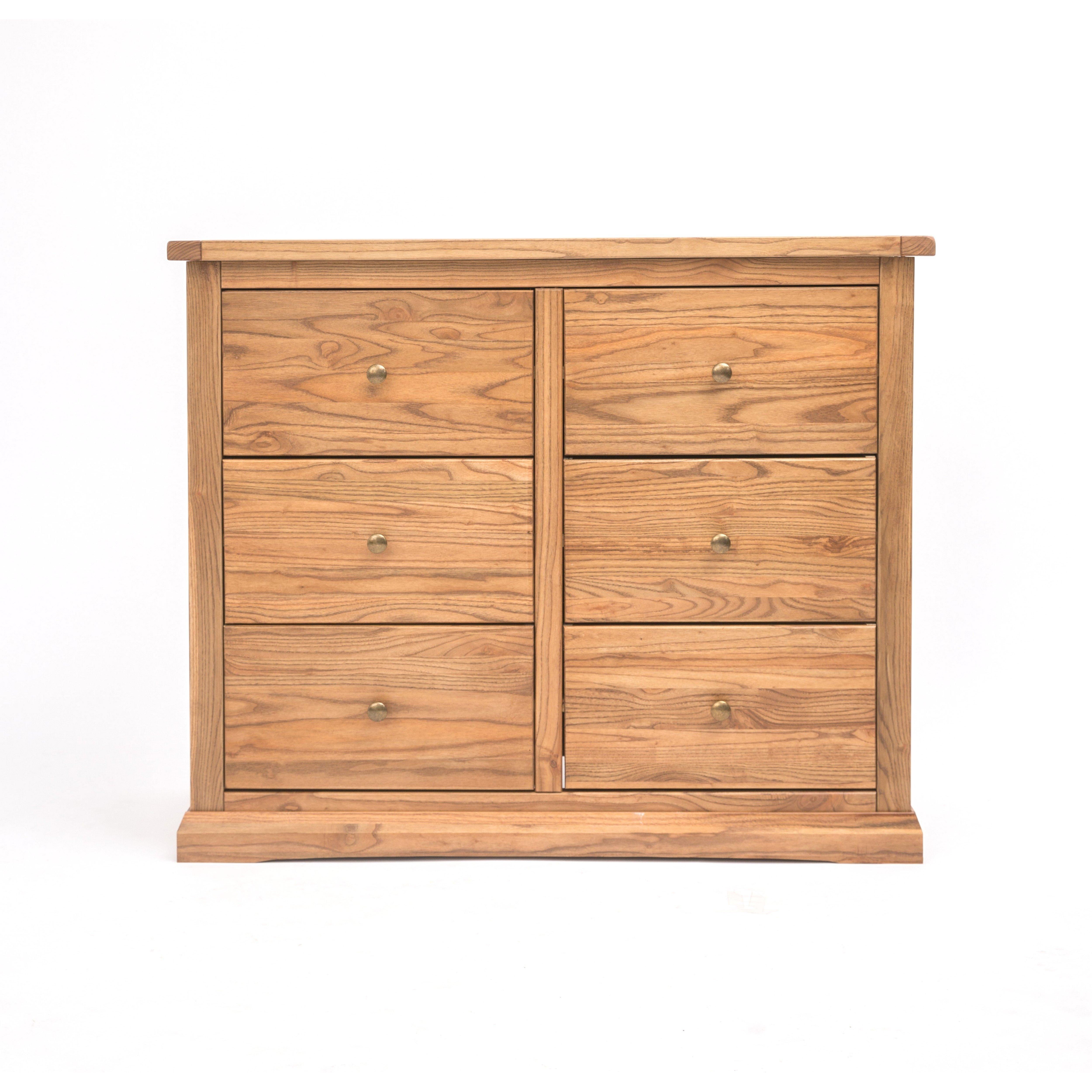 Cabinet Bits Salerno 6 Drawer Chest of Drawers Brass Knob in Natural