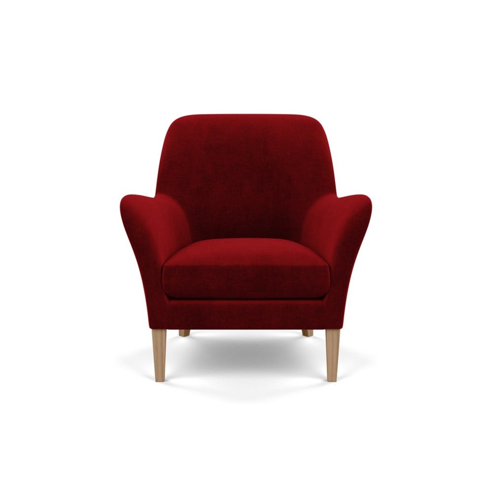 Heal's Wallis Armchair Smart Luxe Velvet Mulberry Tinted Ash Feet 2