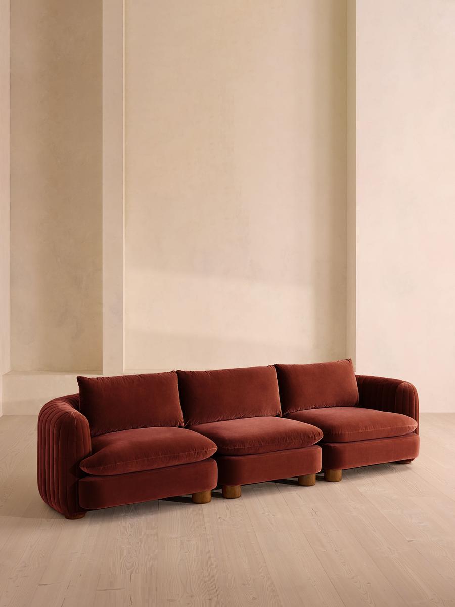 Vivienne Deeper Sit Modular Sofa, Four Seater, Velvet Rust