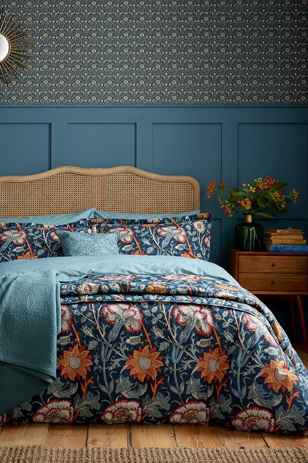 Morris & Co 'Pink & Rose Teal' Duvet Cover Set in Teal