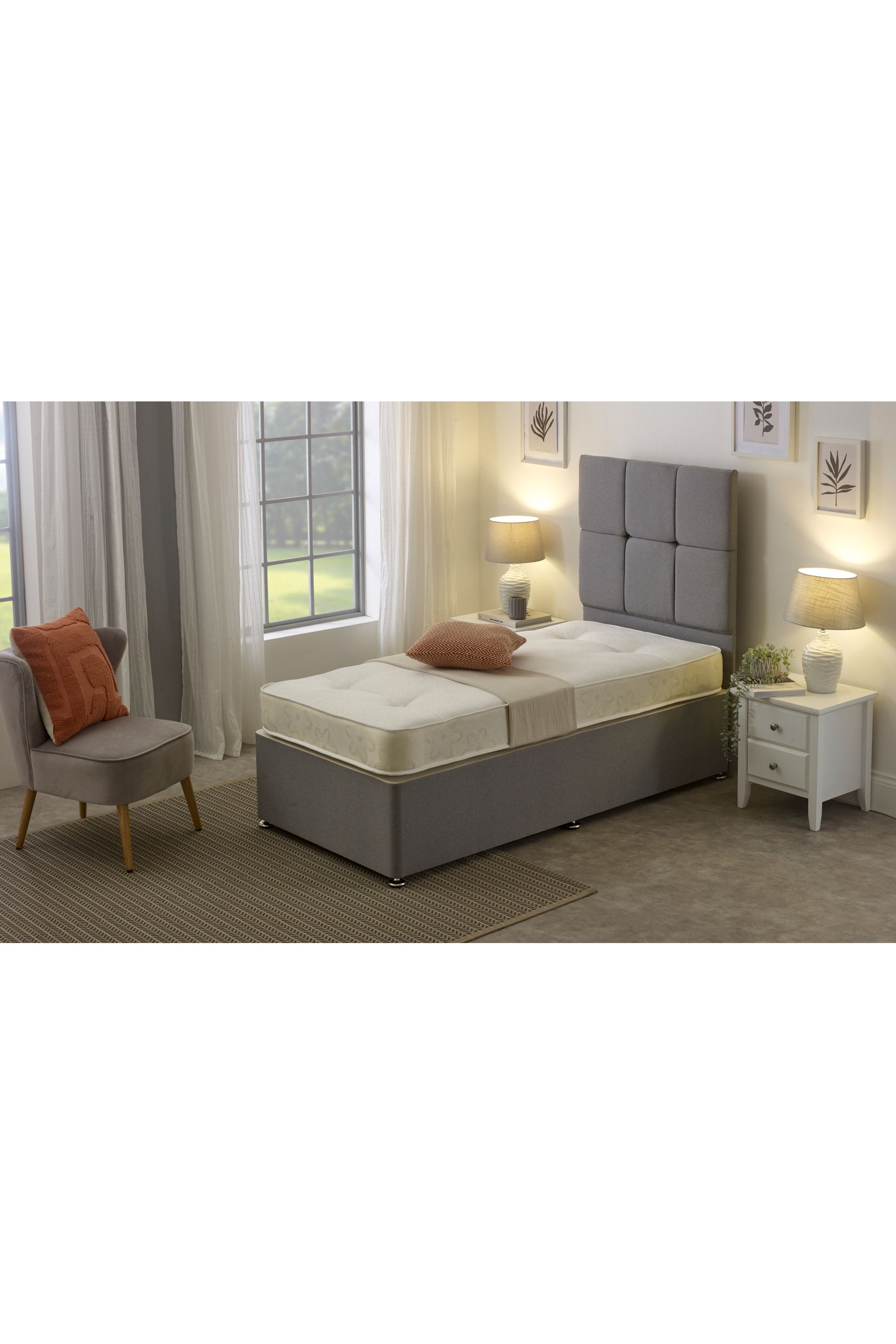 eXtreme Comfort Ltd Gold Damask Tufted Mattress 17cm Deep Dual-Sided Comfort Durable Cover in White