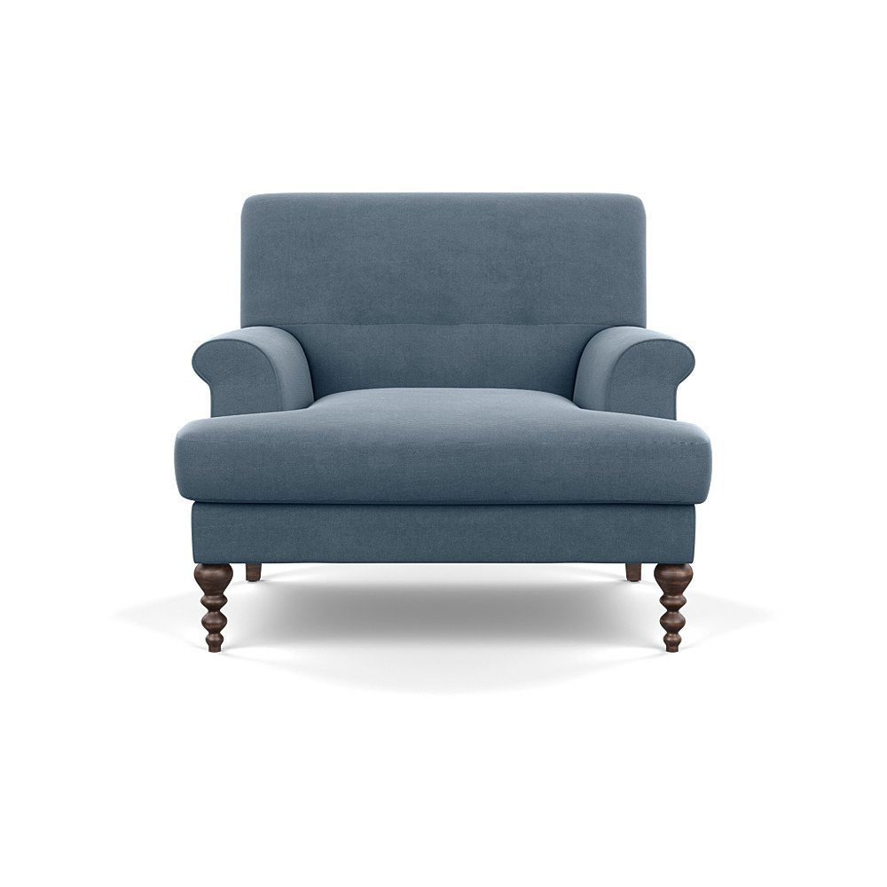 SCP Oscar Formal Armchair Capelo Linen-Cotton Mineral Walnut Feet