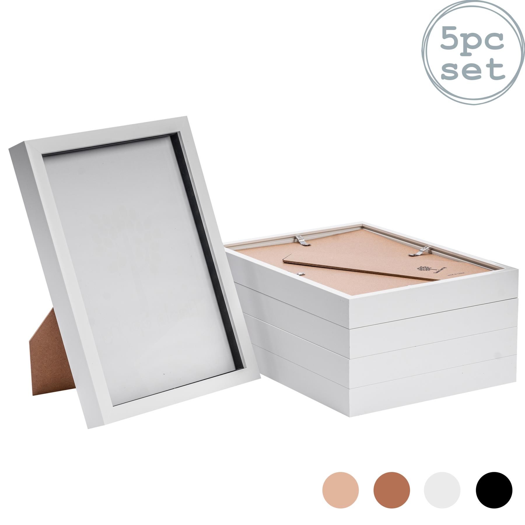 Nicola Spring 3D Box Photo Frames - A4 (8" x 12") - Grey - Pack of 5 in White