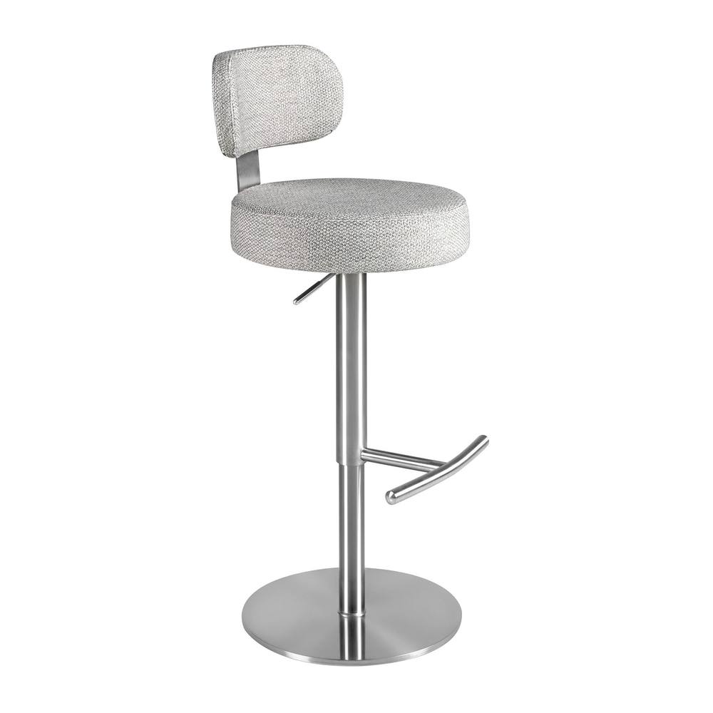 Angel Cerda Marbled-Fabric Swivel Bar Stool in Light Grey