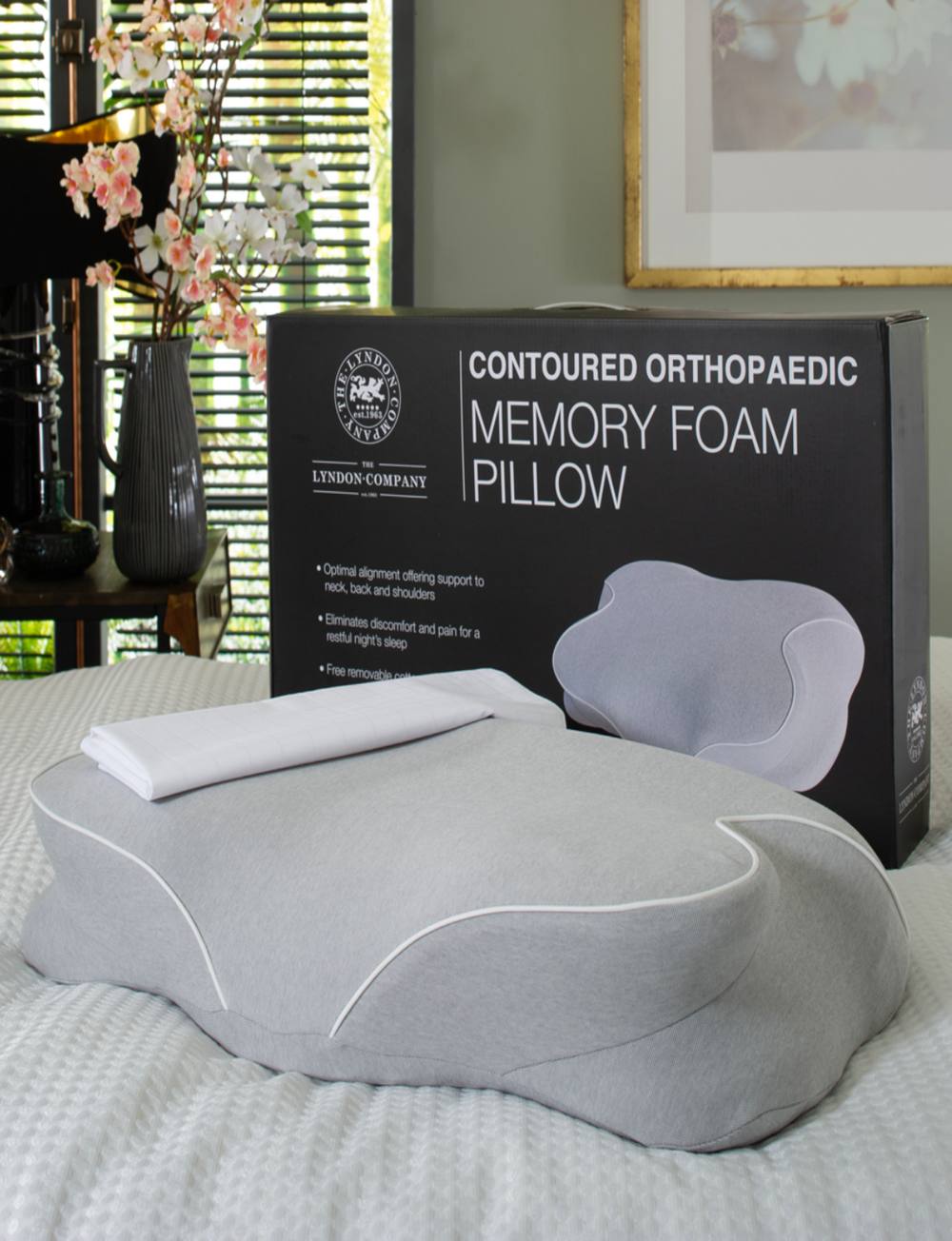 The Lyndon Company Contoured Orthopaedic 95% Polyester Pillow with 100% Cotton Removable Pillowcase | Deyongs 1846 in White