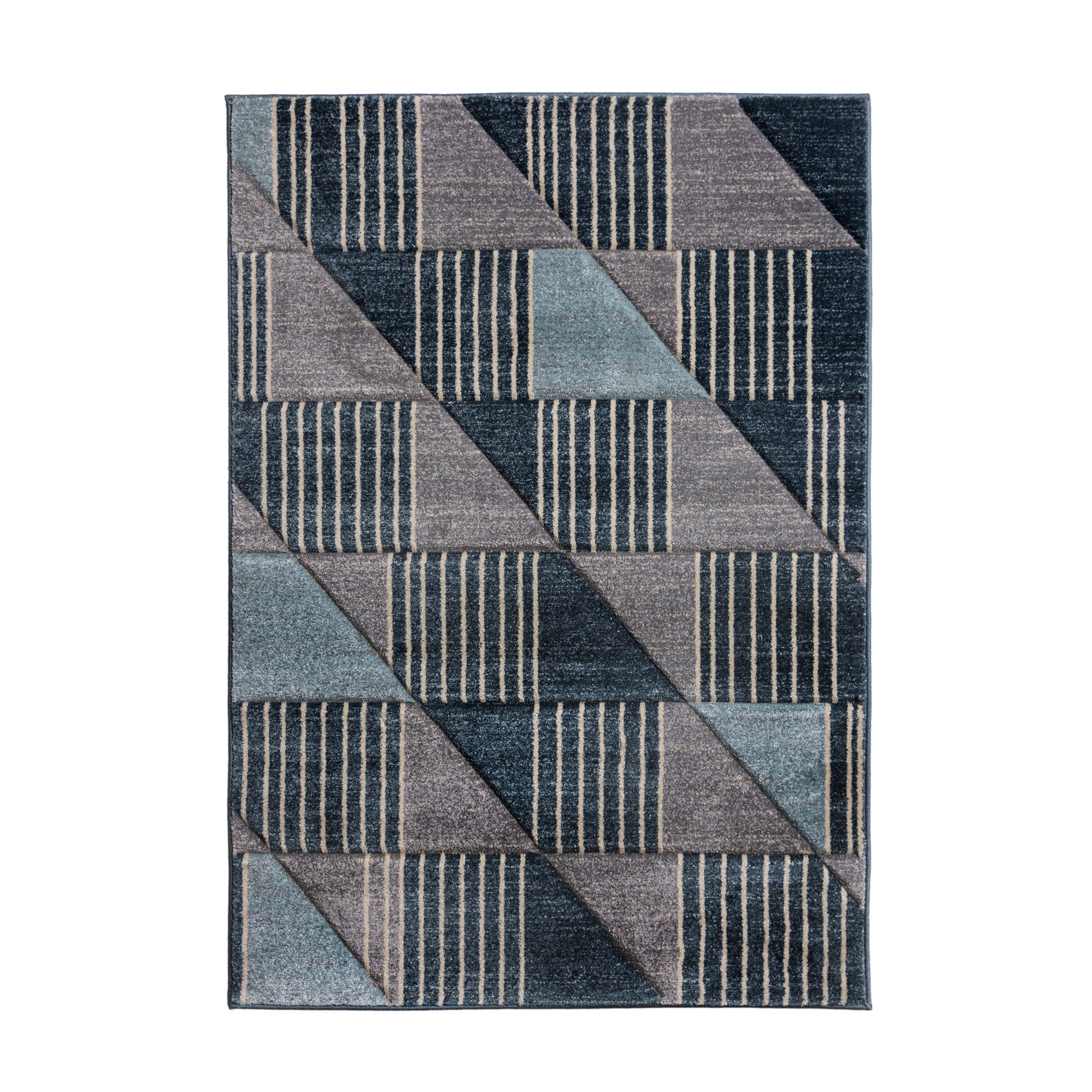 Velocity Geometric Rug Blue, Grey and White