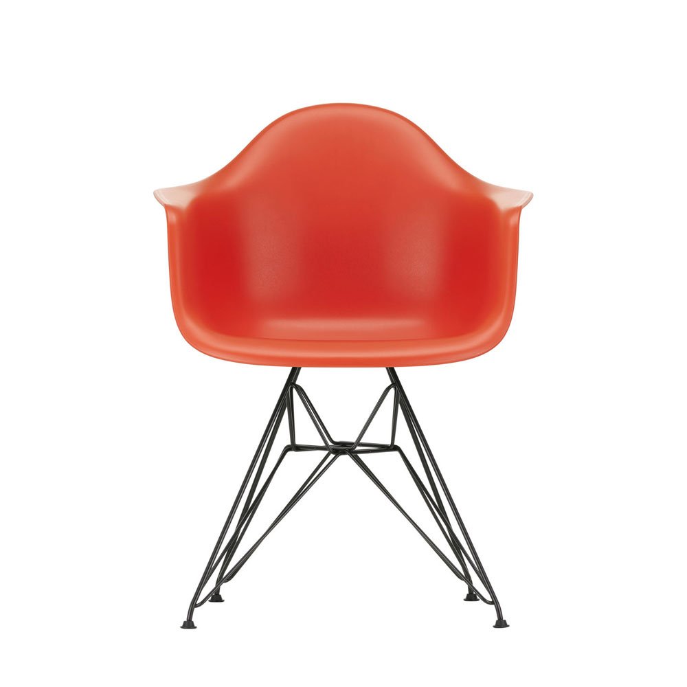 Vitra Eames DAR Armchair New Height Poppy Red Basic Dark Powder Base