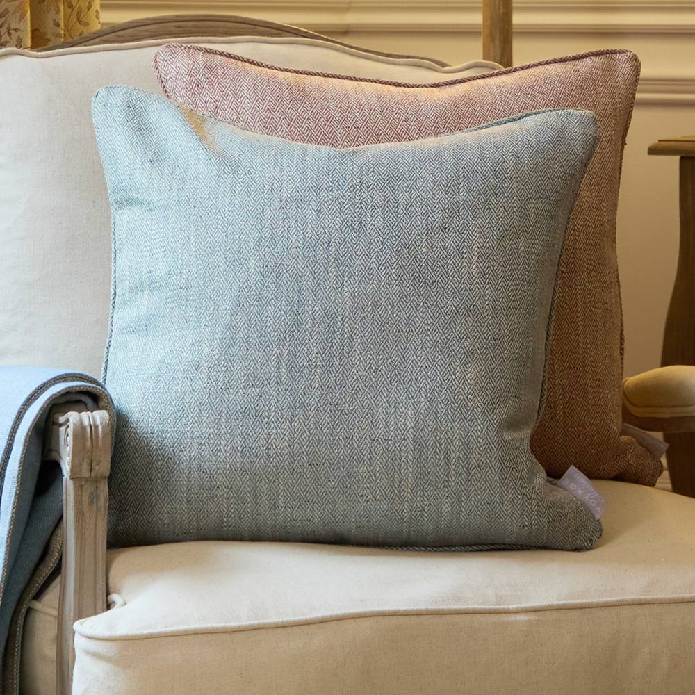 Voyage Maison Jedburgh Textured Woven Square Cushion in Blue