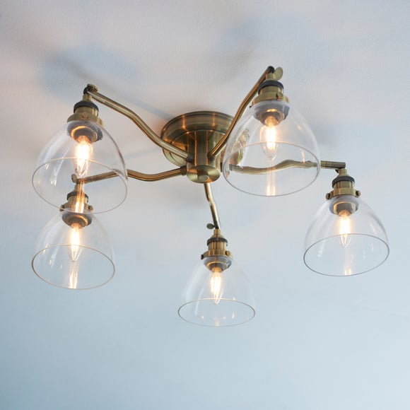 Vogue Tobermory Industrial 5 Light Adjustable Semi Flush Ceiling Light