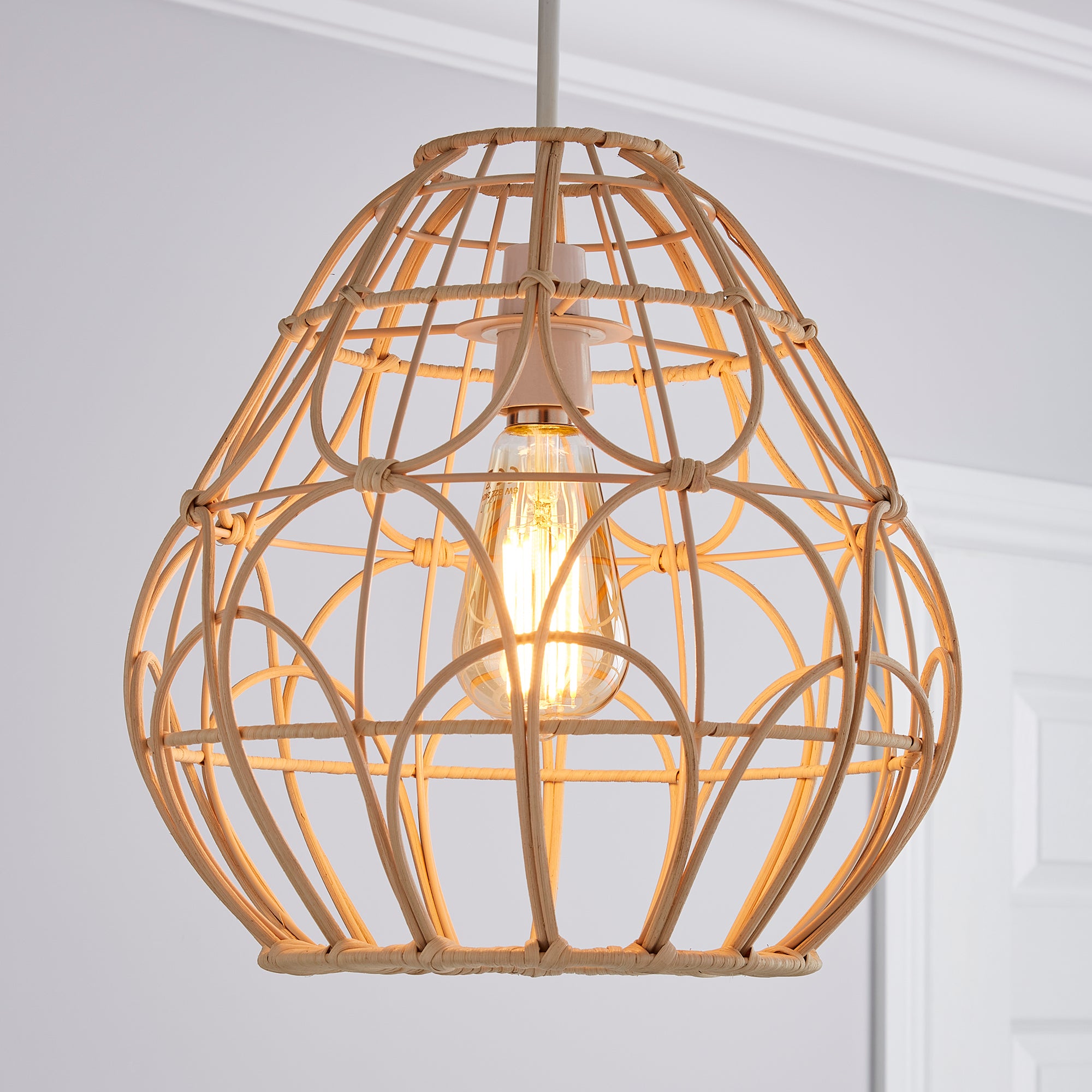 Decorative Cane Easy Fit Pendant Natural Brown