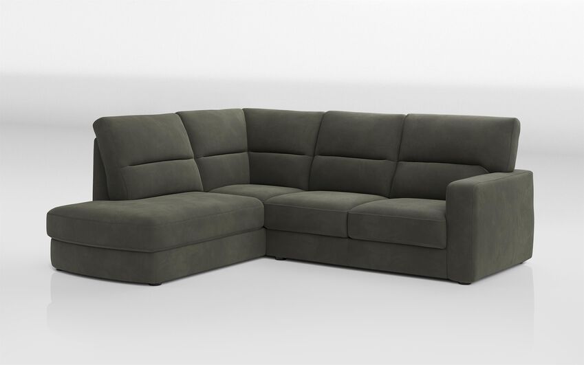 Green Fabric Corneto 2 Corner 3 with Right Hand Facing Sliding Footrest & Left Hand Facing Chaise with Storage