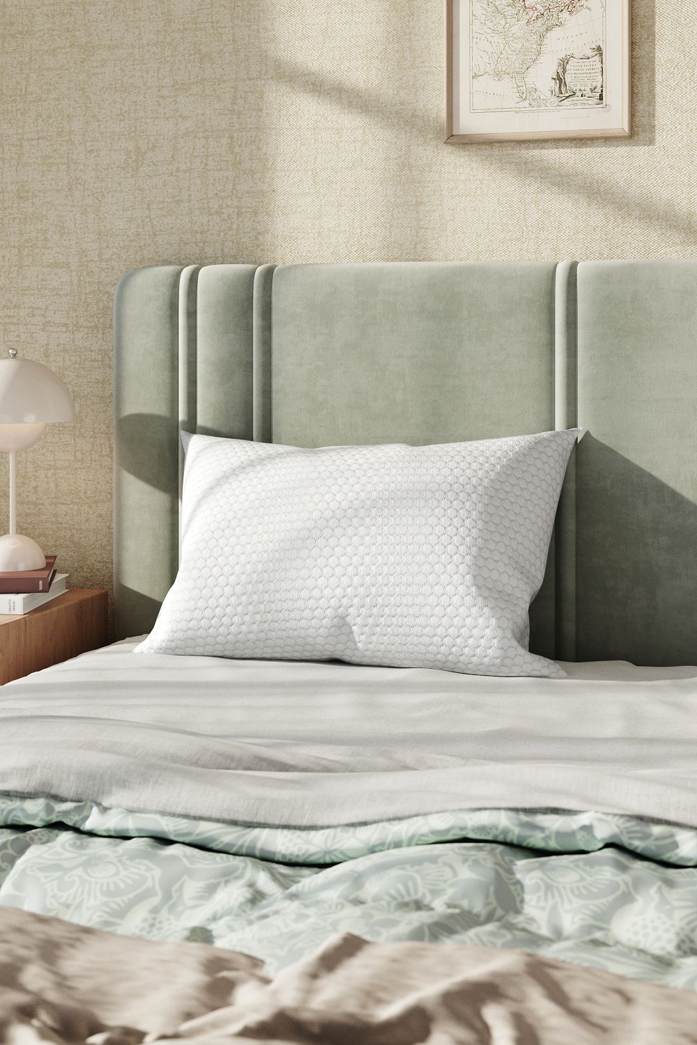 H&O Direct Standard Size Bamboo Fiber Fabric Shredded Memory Foam Adjustable Medium Bed Pillows in White