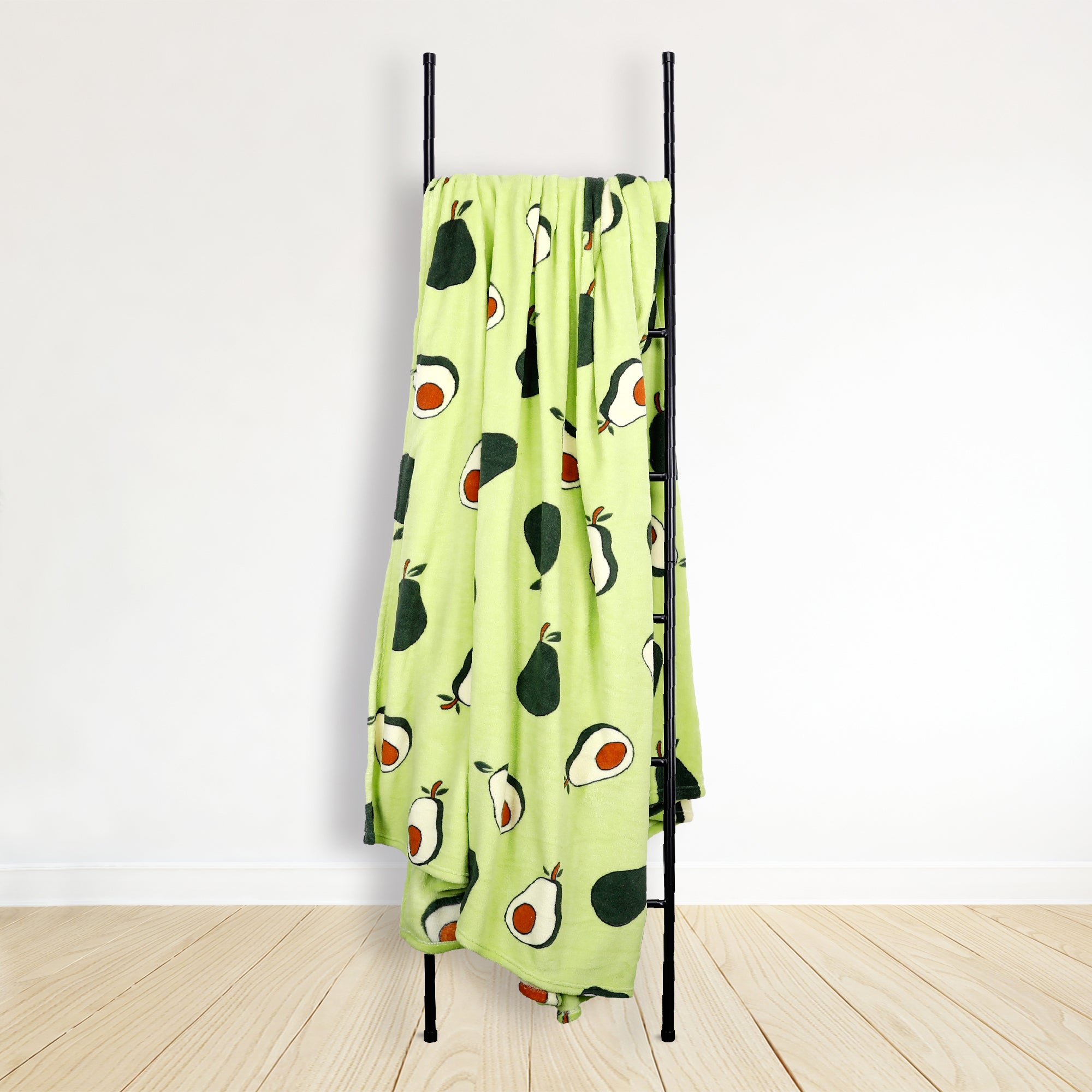 Avocado Fleece 230cm x 255cm Green Throw Green, Red and White
