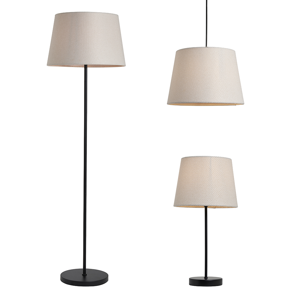 Brie Floor and Table Lamp Set with Easyfit Shade, Black