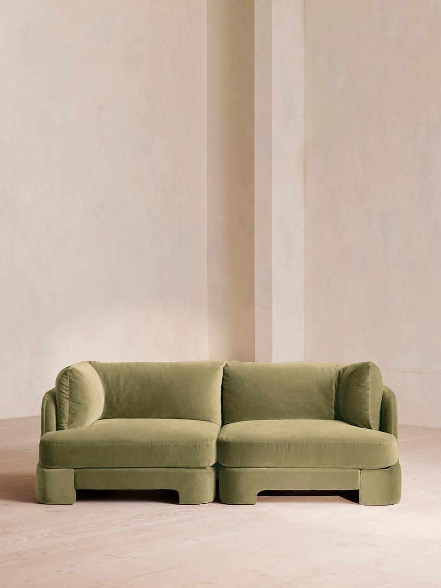 Odell Modular Sofa, Three Seater, Velvet, Lichen