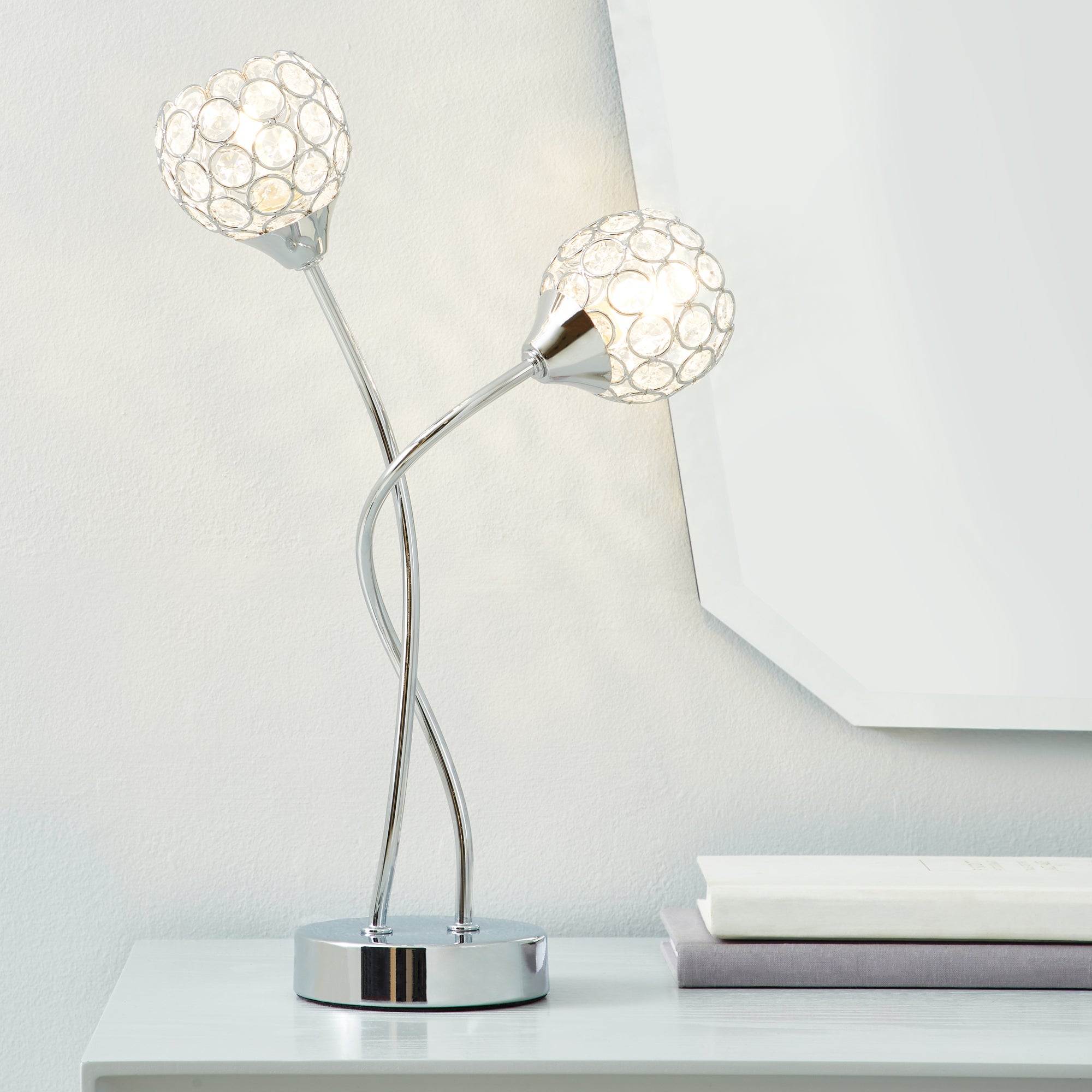 Portia Acrylic Beaded Table Lamp Chrome