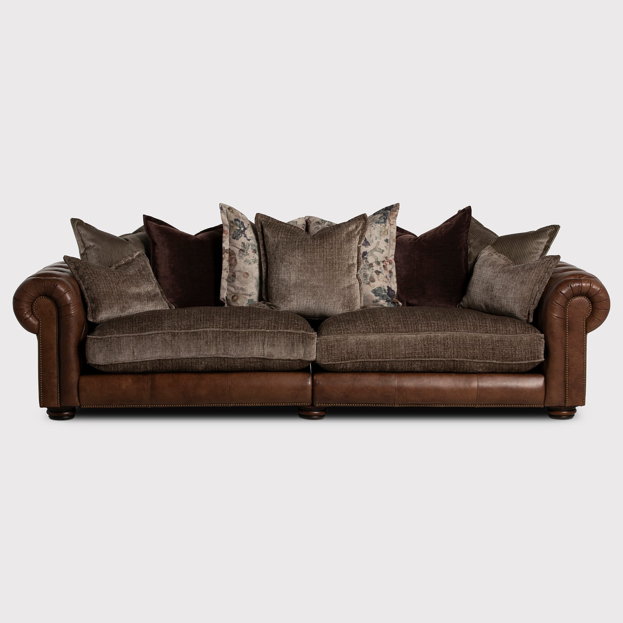 Taunton 4 Seater Sofa Split, Brown Fabric & Leather | Barker & Stonehouse