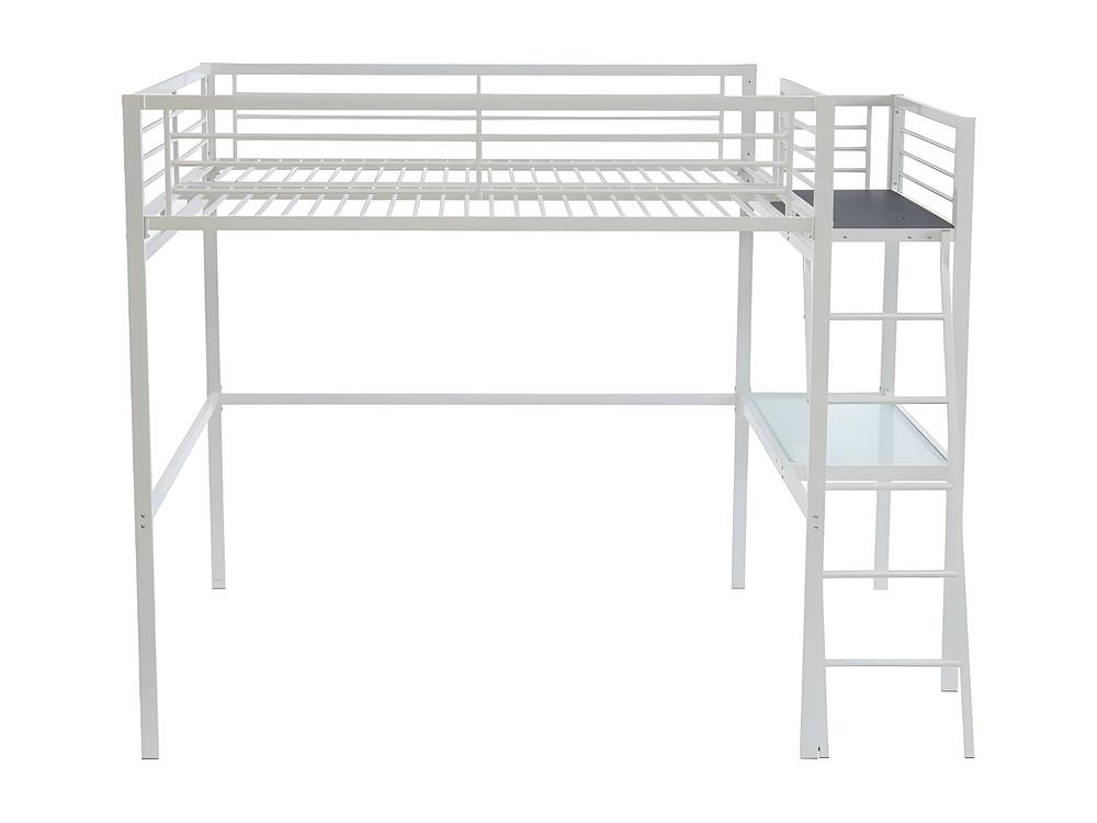 Vente-unique Loft Bed With Integrated Desk - 140 X 190 Cm - White - CASUAL II