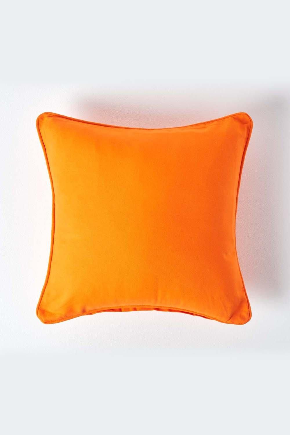 Homescapes Cotton Plain Cushion Cover in Orange