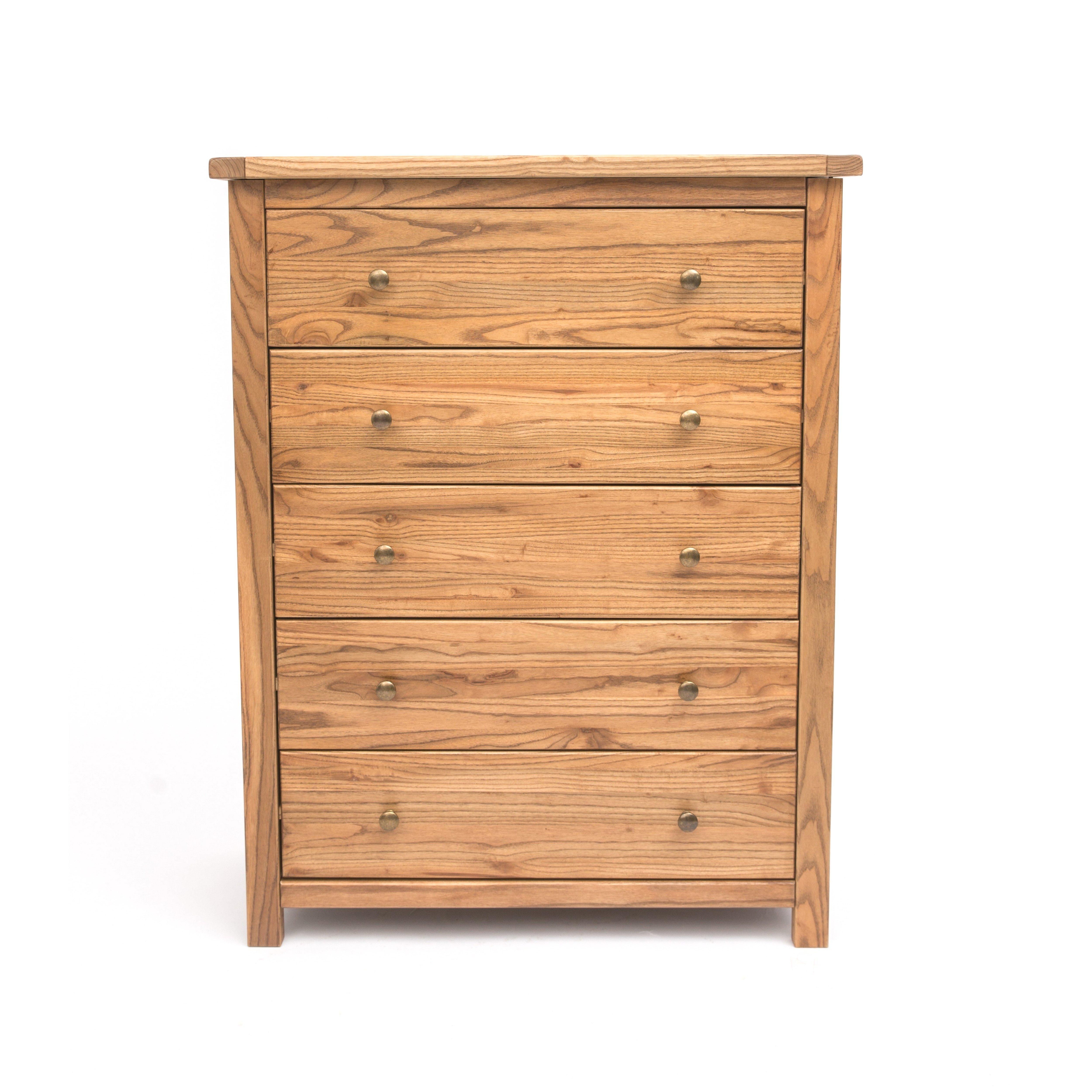 Cabinet Bits Trivento 5 Drawer Chest of Drawers Brass Knob in Natural