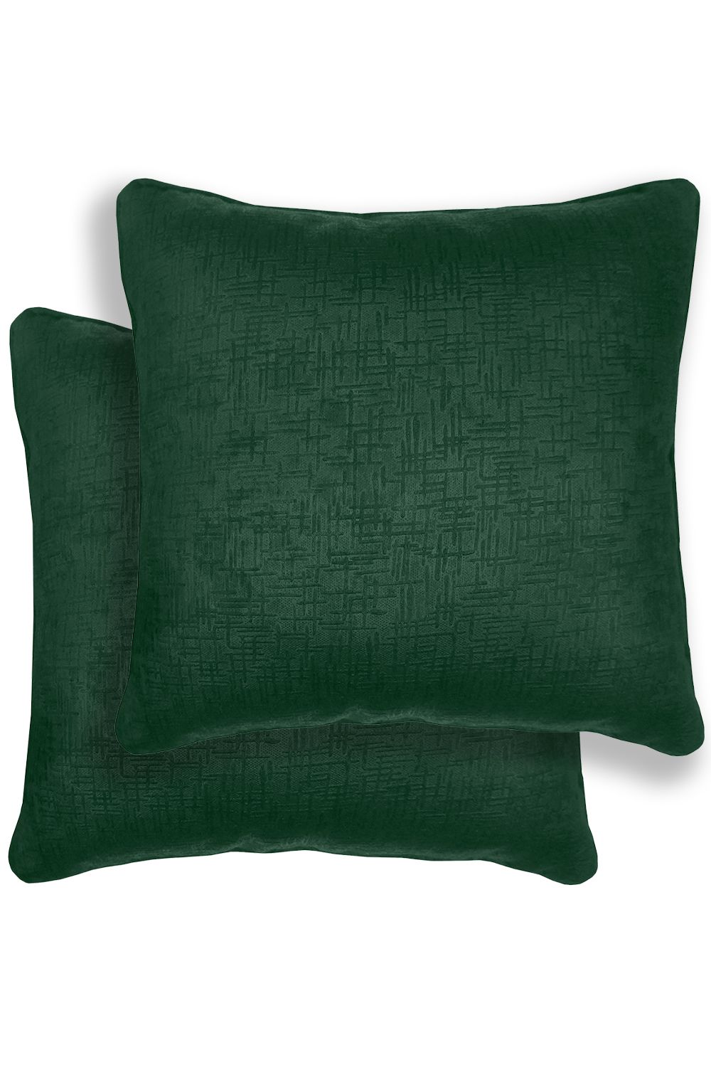 Enhanced Living Pair of Vogue Textured Double Sided Zip Opening Piped Edge Cushion Covers - 43x43cm - Cases Only in Green