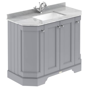 Bayswater Victrion Plummett Grey Angled Traditional Freestanding Vanity Unit & Grey Marble Top Basin - 1000mm