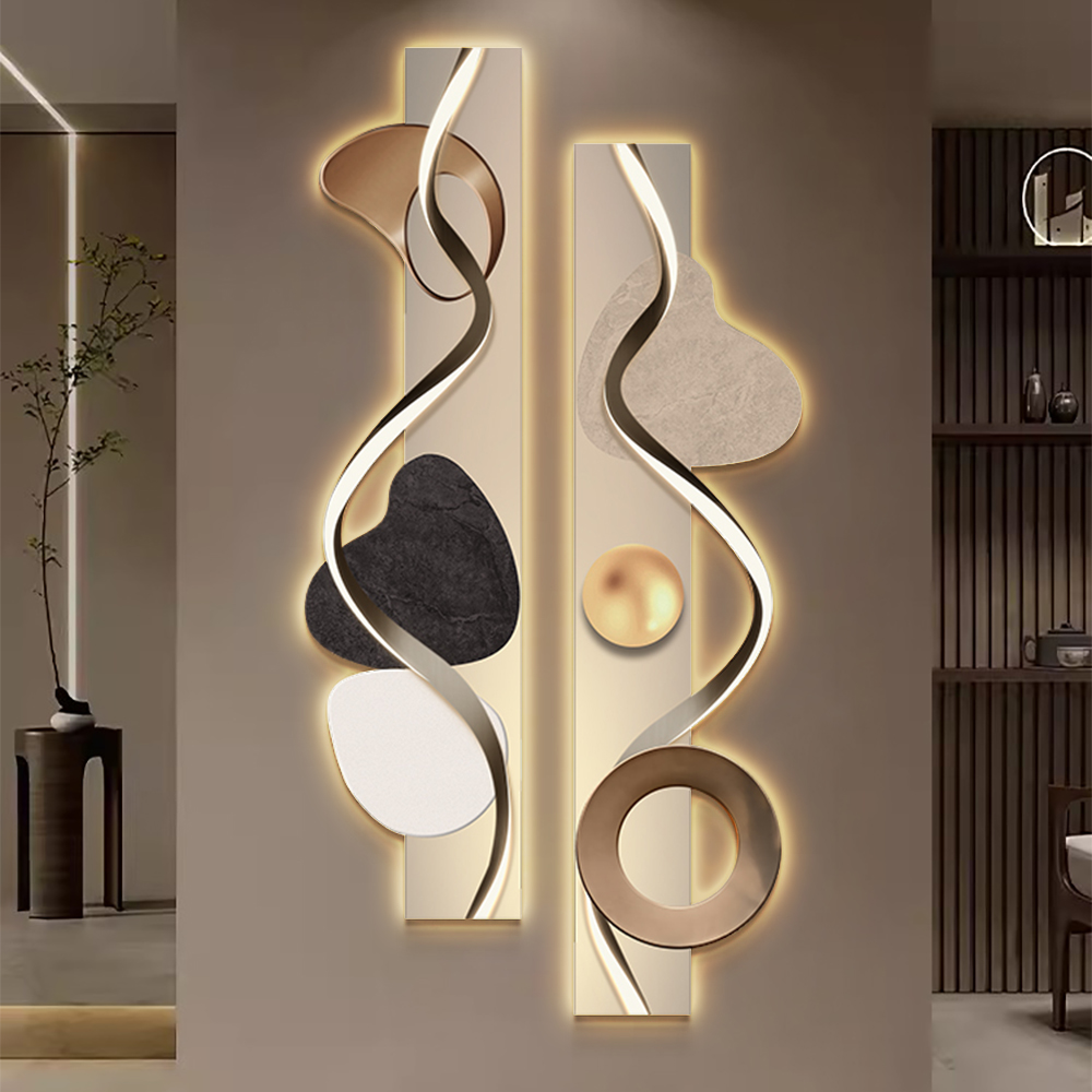 1000mm Modern Abstract Geometric Multi-colour Acrylic Wall Art with LED Backlighting