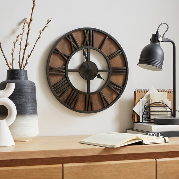 Fulton Industrial Skeleton Wall Clock