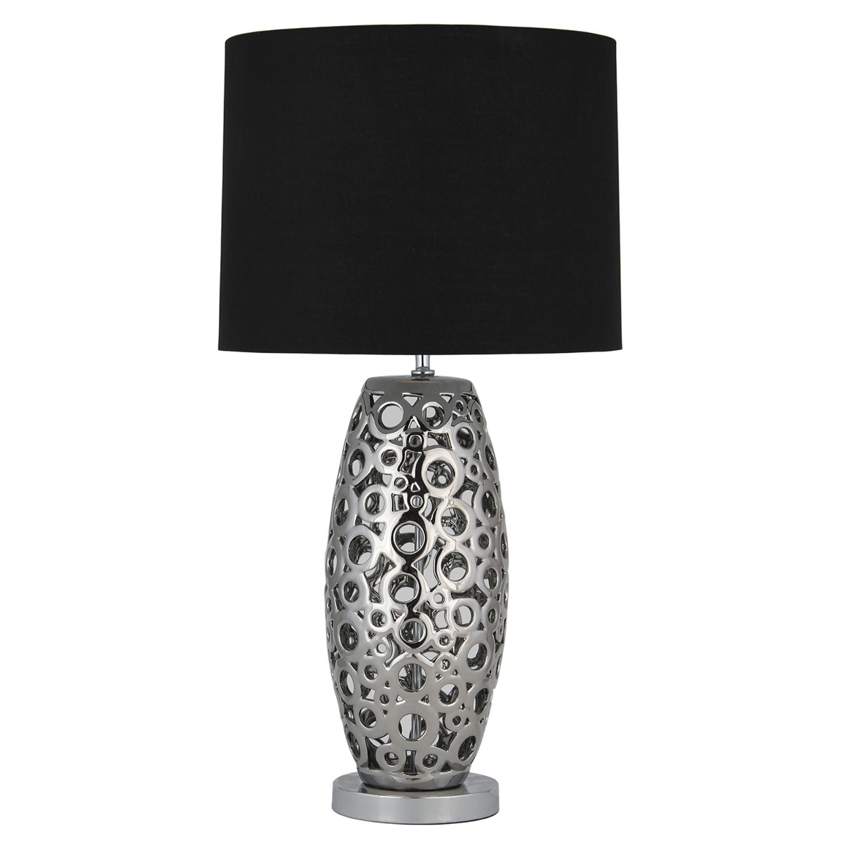 Tall Circles Table Lamp Silver
