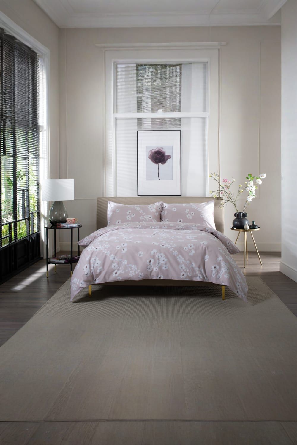 The Lyndon Company Petite Fleure Printed 100% Cotton Duvet Cover Set with Piped Edges in Pink
