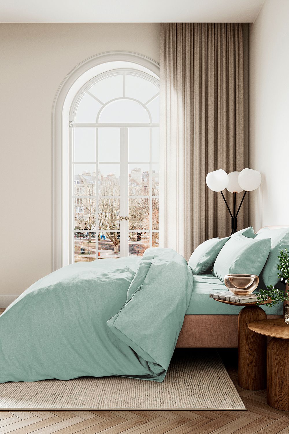 1951 'Luxury 400 Thread Count' Cotton Sateen Duvet Cover Set in Green