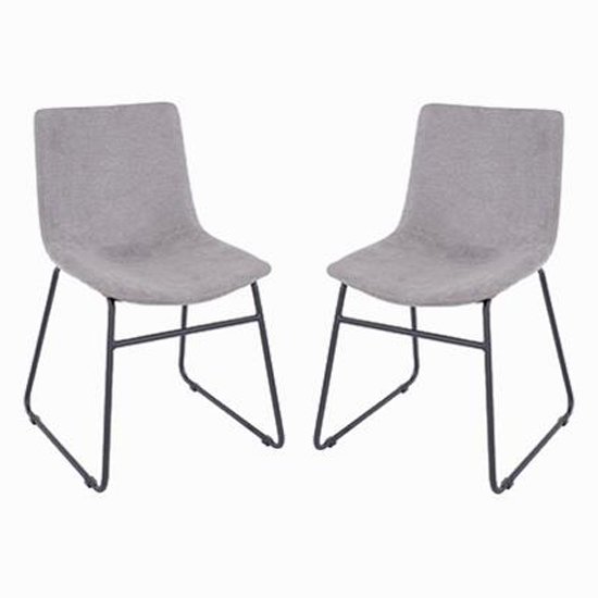 Arturo Grey Fabric Dining Chair With Black Metal Legs In Pair
