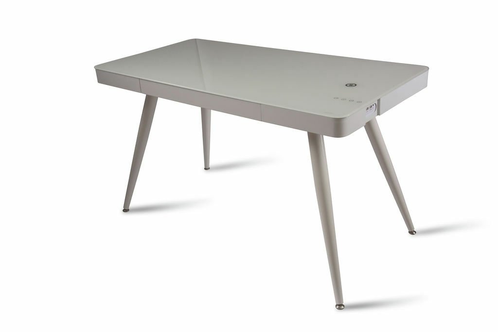 Koble Tori Wireless Charging Glass Desk - White
