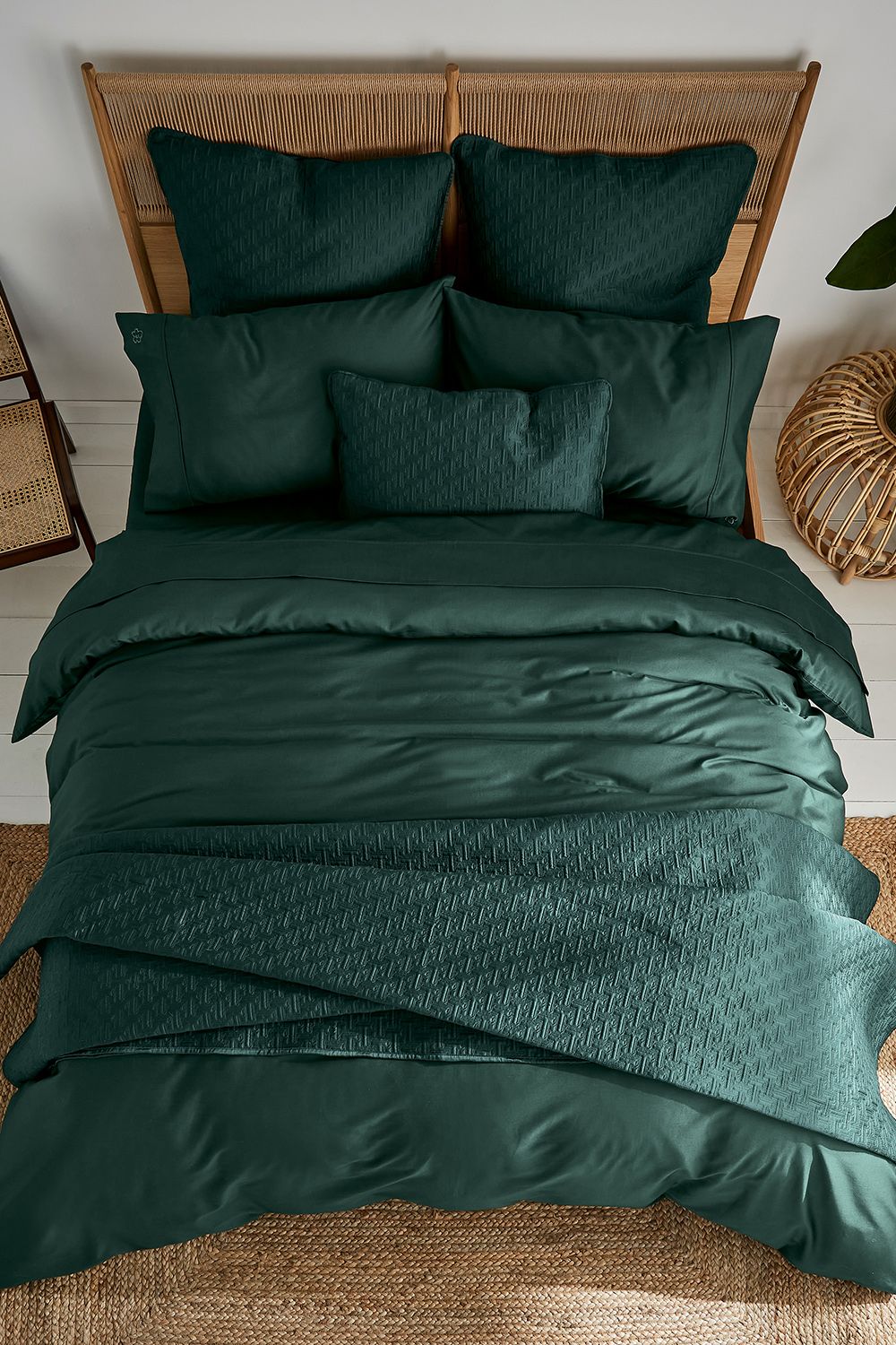 Ted Baker 'TB Plain Dye' Cotton Sateen Duvet Cover in Dark Green 2