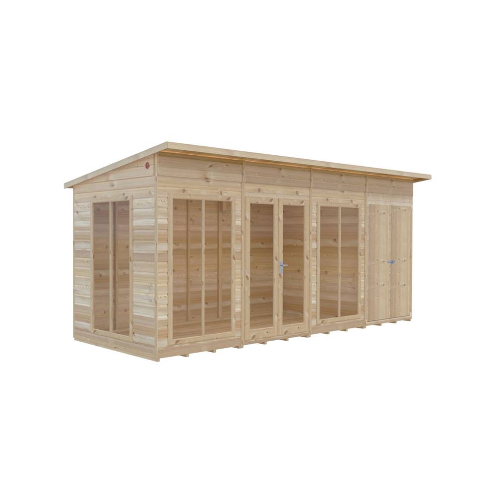Shires Lela 16x6 Summerhouse including Storage - L185.8 x W476 x H228.4 cm in Light Brown 3
