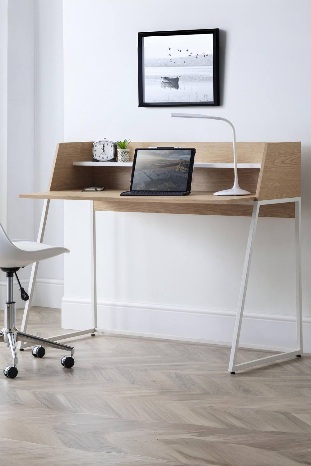 Julian Bowen Palmer Desk with Shelf in Light Oak