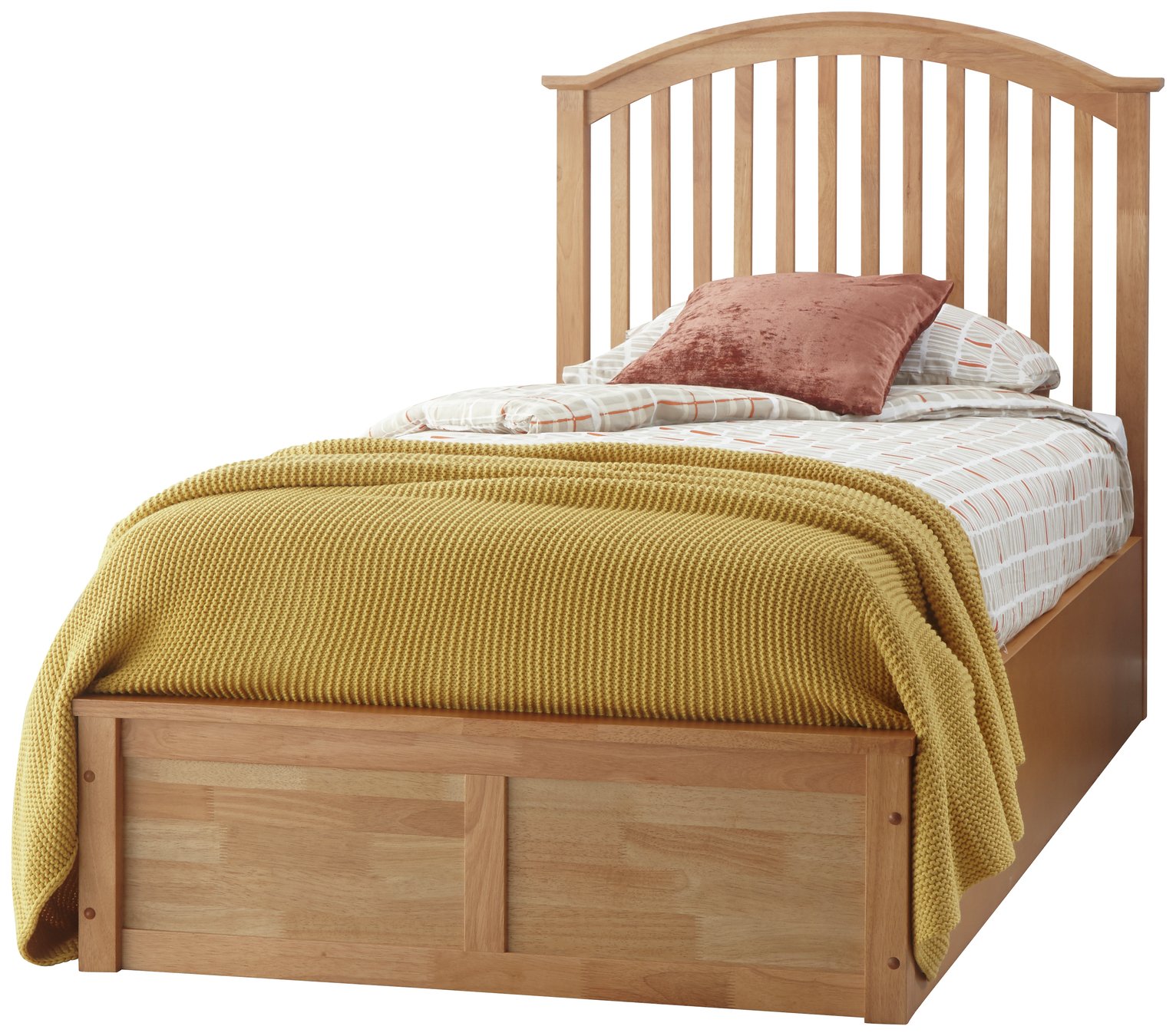 GFW Madrid Ottoman Single Bed Frame - Oak Effect