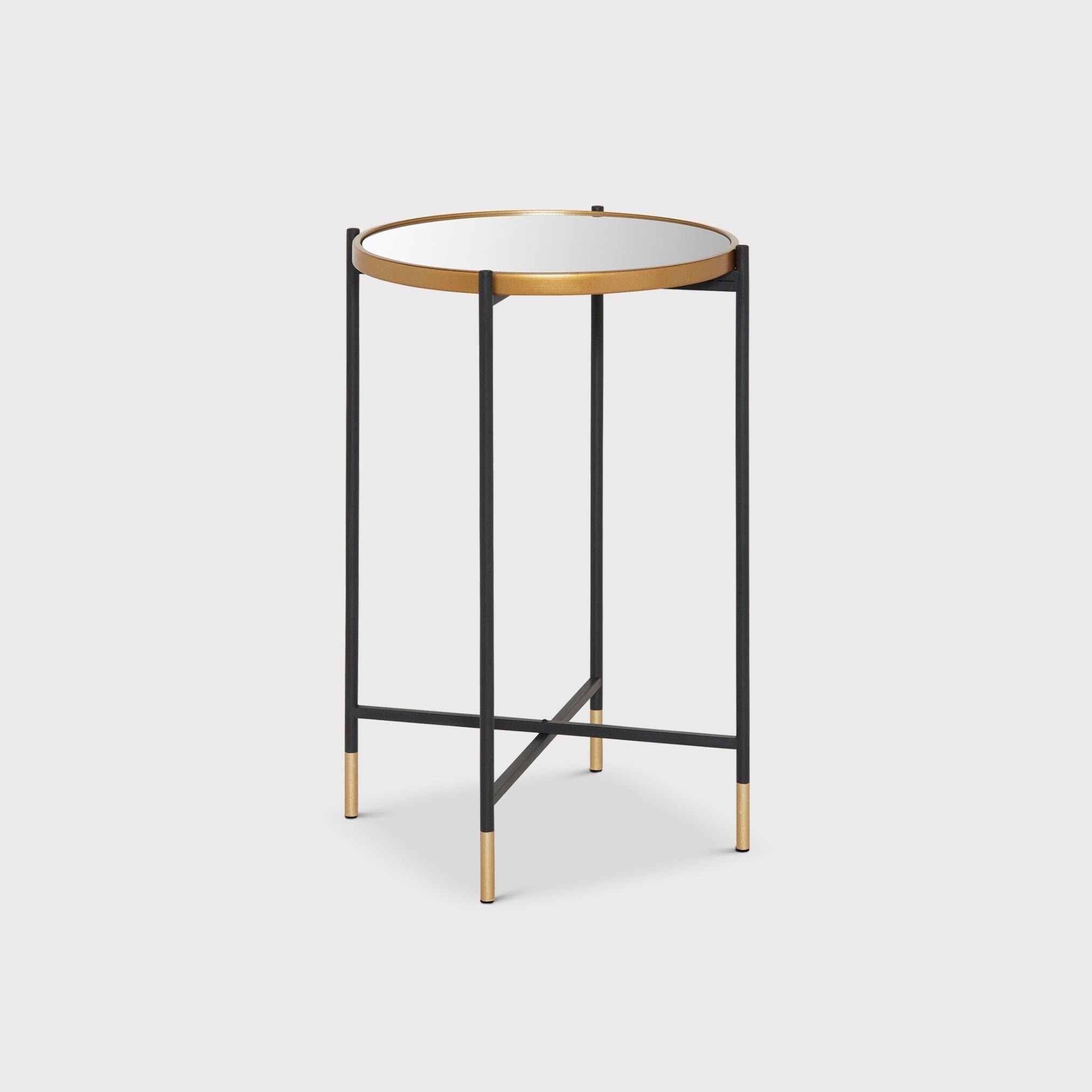 Tall Mirror Top Side Table, Black Metal | Barker & Stonehouse