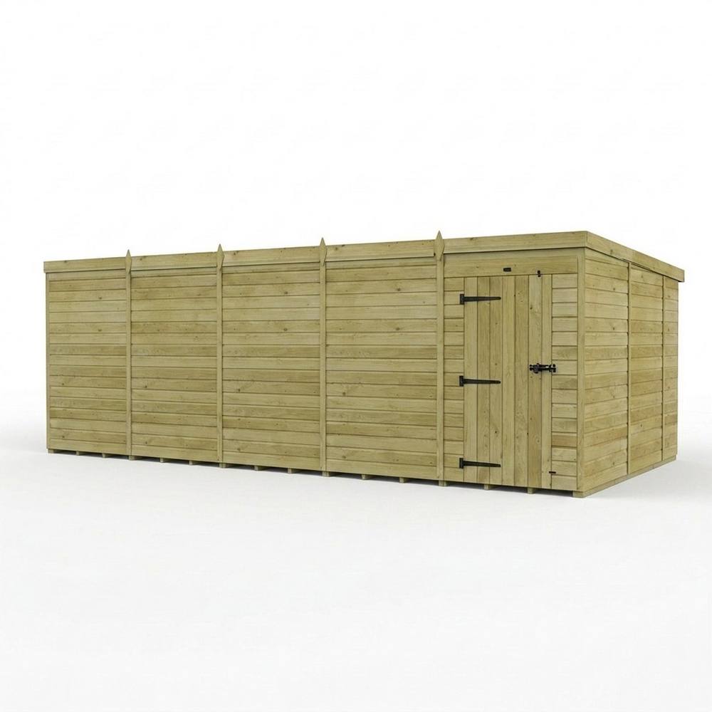 Buttercup Farm 20ft x 10ft Pent Garden Shed Single Door No Windows - Timber in Brown