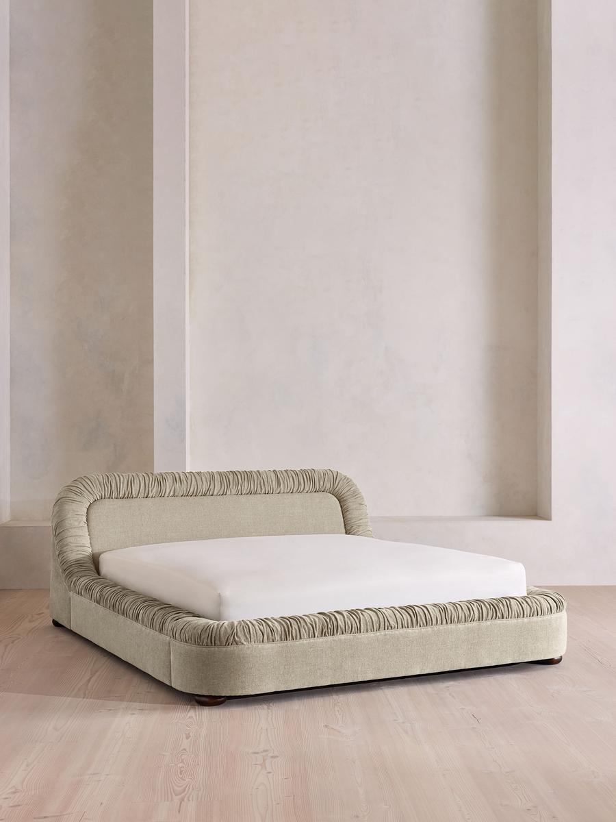 Vara Bed, Super King, Linen Chenille, Stone