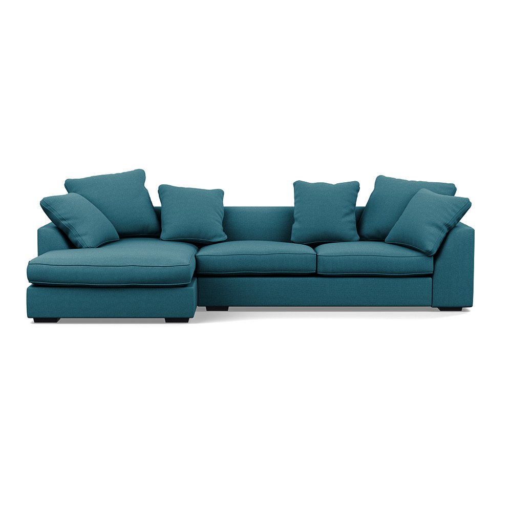 Heal's Cumulus Left Hand Facing Corner Sofa Brushed Cotton Cadet Black Feet