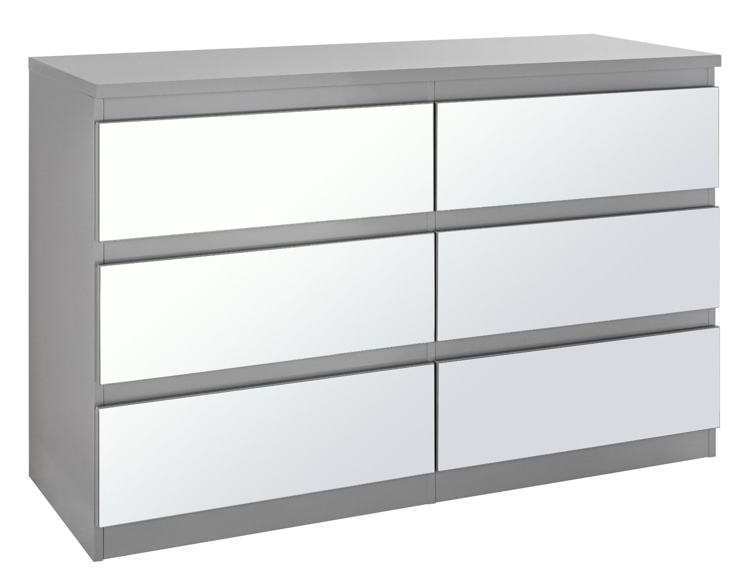 Habitat Jenson Gloss 3+3 Drawer Mirrored Chest  - Grey